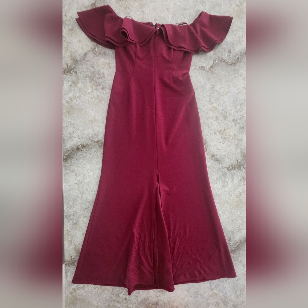 Vintage Strapless Long Burgundy Dress